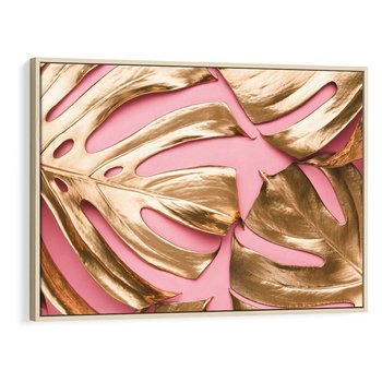 Obraz w ramie 120x80 - Przyjemność w Naturze - złote, liście - rama drewno