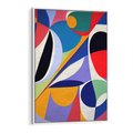 Obraz w ramie 70x100 - Kolorowe Przesunięcia Kształtów - abstrakcyjny obraz olejny, żywe kolory - rama biała