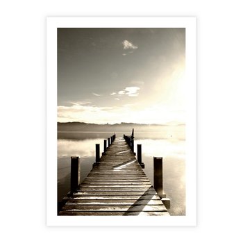 Plakat bez ramy 21x30 - Mglisty poranek na pomostcie - pomost, mgła