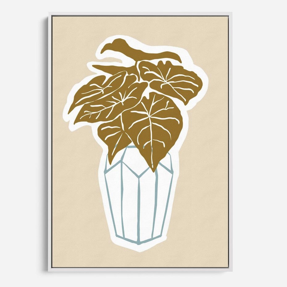 Obraz w ramie 80x120 - Bezgraniczne Marzenia - nowoczesna kompozycja, liście monstery w wazonie - rama biała