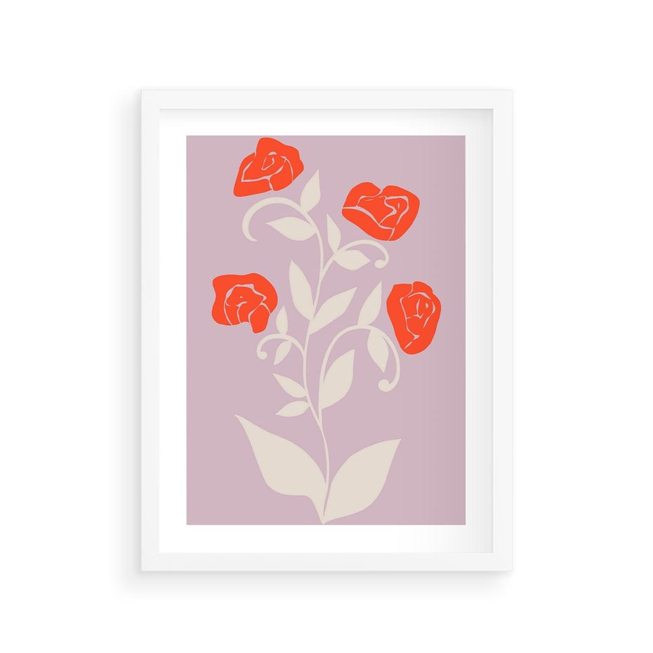 Plakat w ramie 30x40 - Migotliwe Widzenie Kwiatów - nowoczesny plakat, roślinne motywy - rama biała