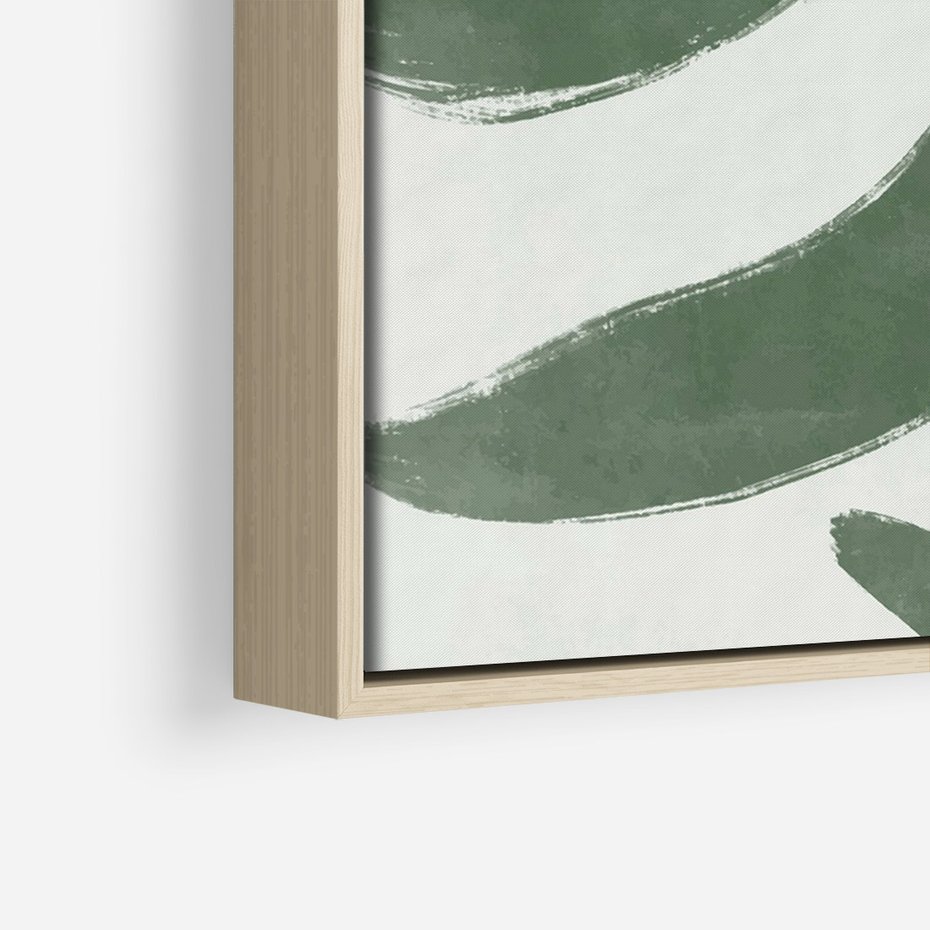 Obraz w ramie 80x120 - Zieleń Wewnętrznego Spokoju - zielony plakat, roślinne inspiracje - rama drewno