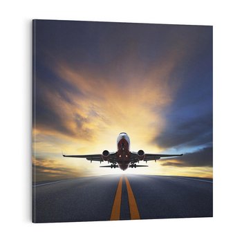 Obraz na płótnie 40x40 - Podróż samolotem w pejzaż - samolot, podróż