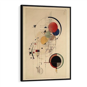 Obraz w ramie 50x70 - Impulsy Wydobyte z Cienia - abstrakcyjna geometryczna kompozycja, koła linie - rama czarna