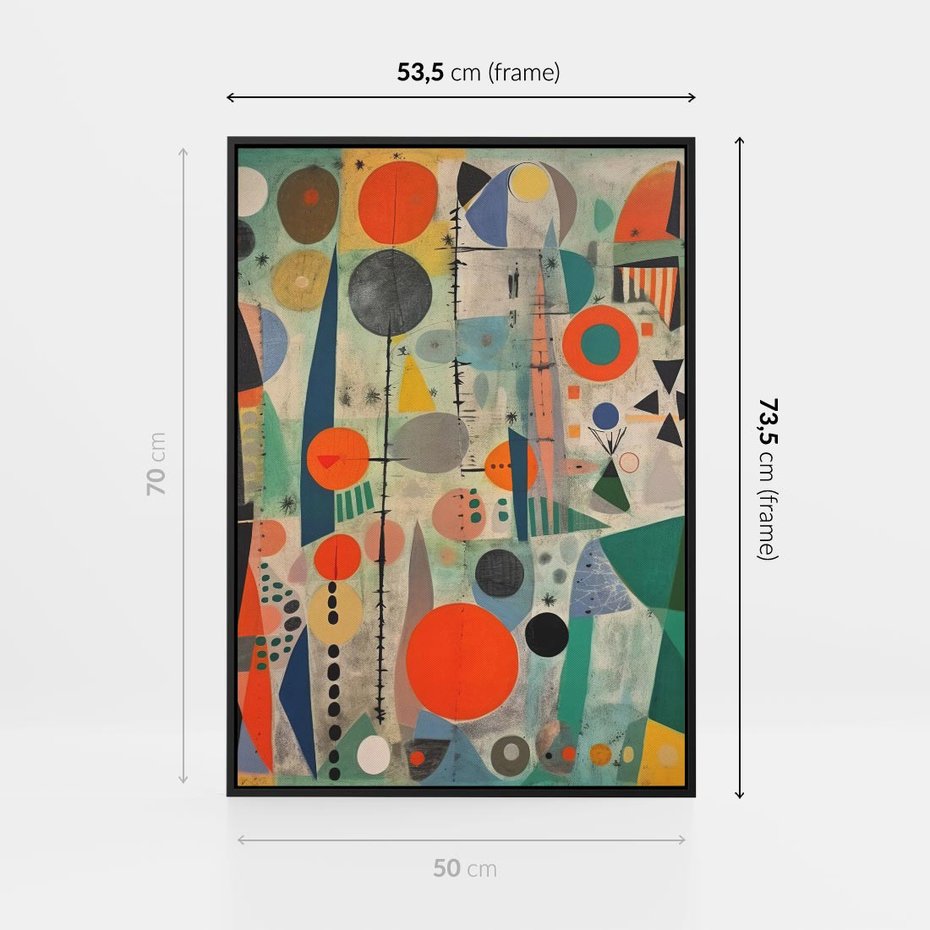 Obraz w ramie 50x70 - Wewnętrzne Zagadki Kształtów - abstrakcyjny obraz, sztuka abstrakcji - rama czarna