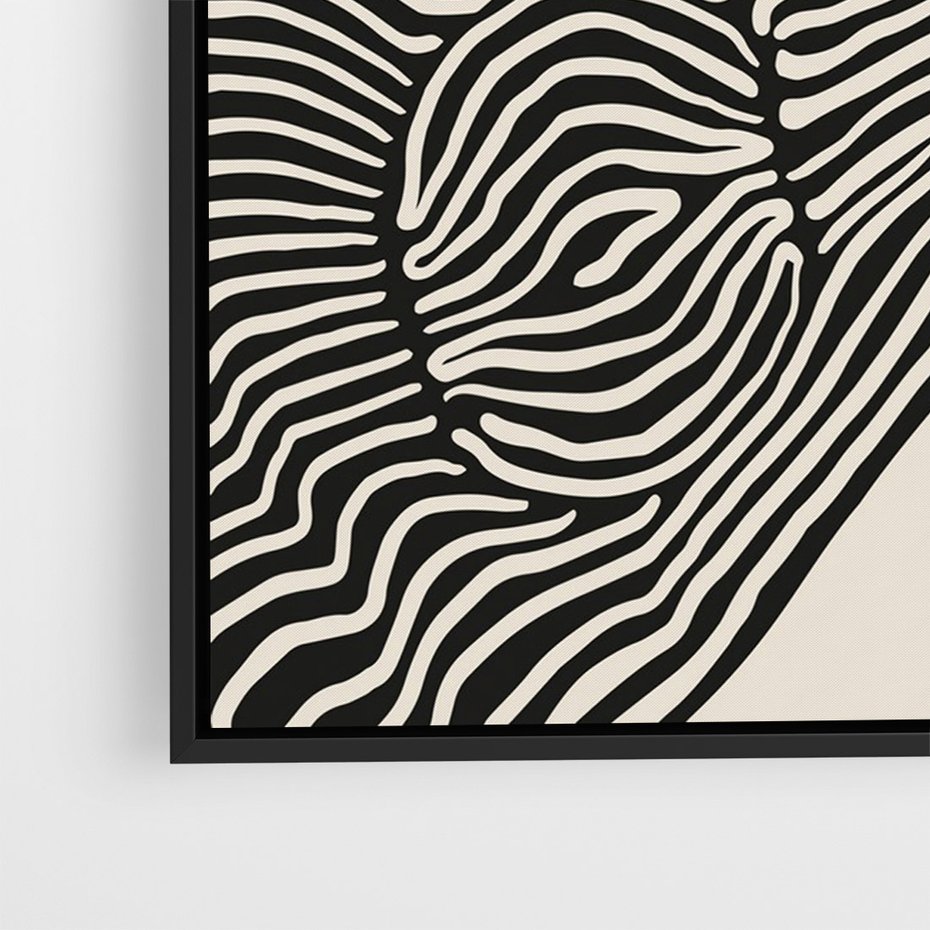 Obraz w ramie 70x100 - Harmonijne Kształty - abstrakcyjne ryciny, czarno biały - rama czarna