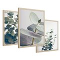 Zestaw obrazy w ramie 30x40 galeria - Eukaliptus, liście, skandynawski, boho - rama drewno