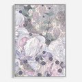 Obraz w ramie 50x70 - Malowane oddechy istnienia - pomieszane tekstury, kwiatowe elementy - rama biała