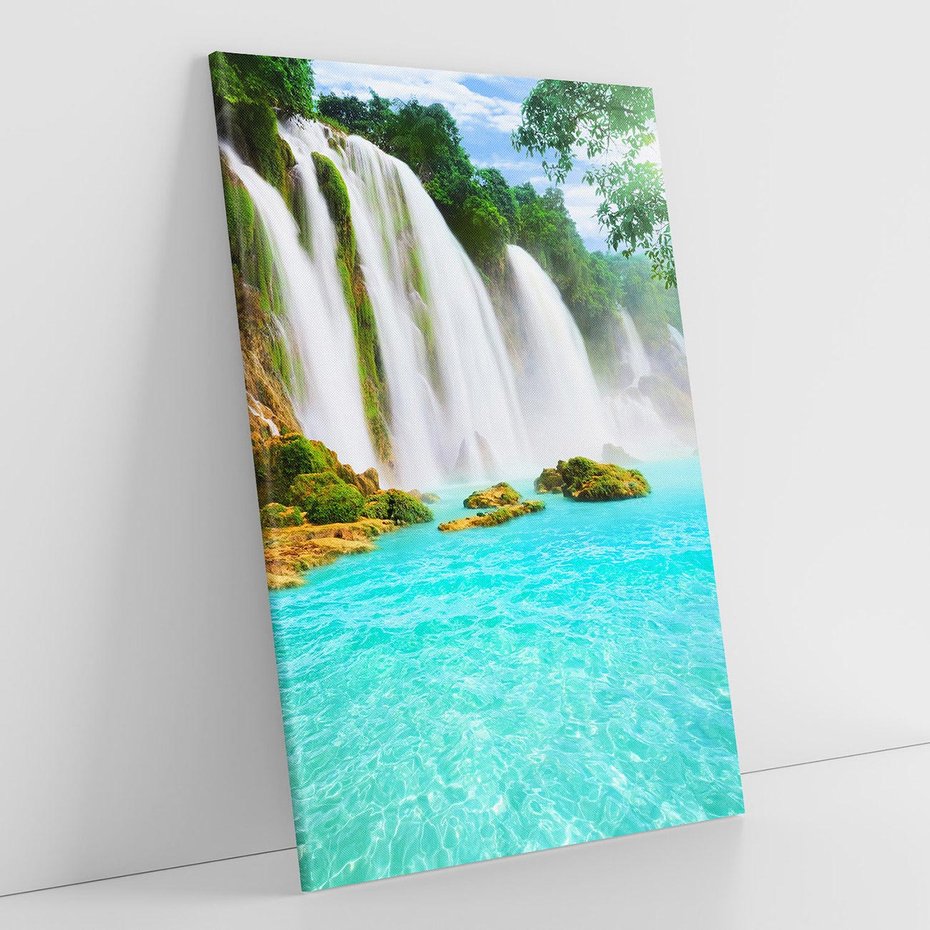 Obraz na płótnie 70x100 - Magia wodospadu - mistyczna dżungla - wodospad, dżungla