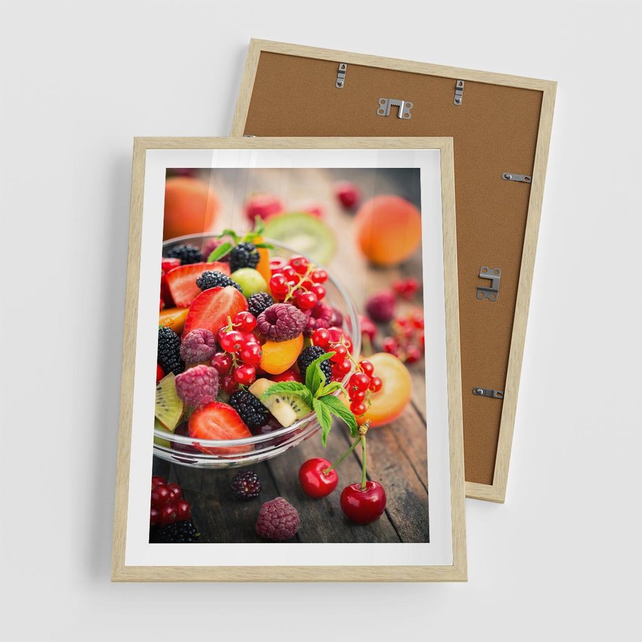Plakat w ramie 50x70 - Smakowite Porywy - owoce, jedzenie - rama drewno