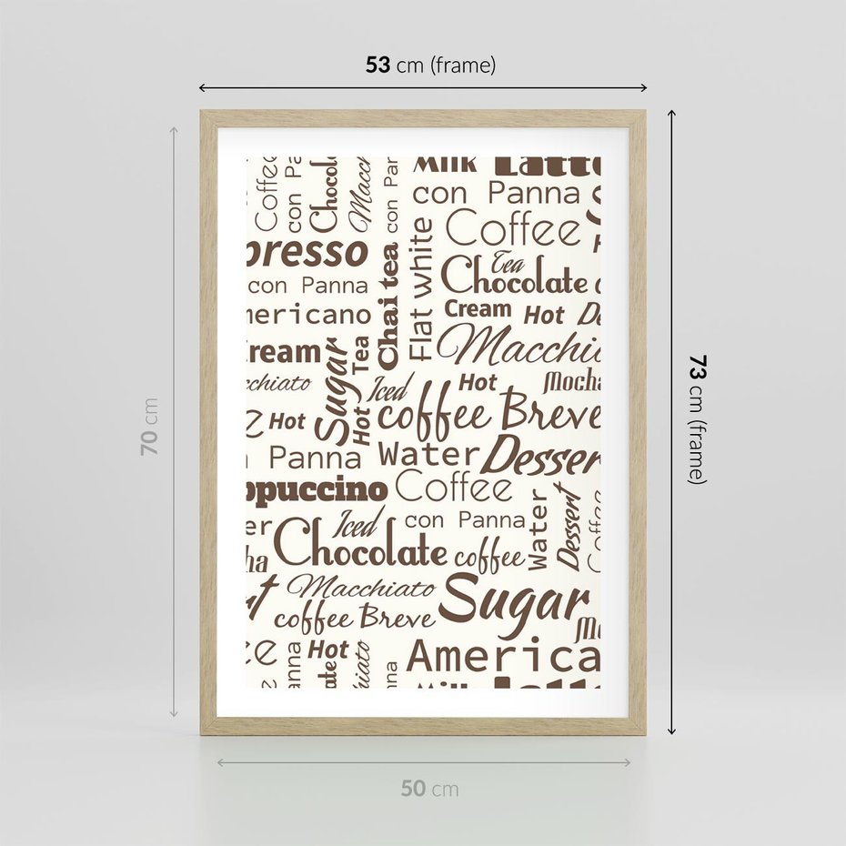 Plakat w ramie 50x70 - Kawa w Stylu Coffee - kawa, coffee - rama drewno
