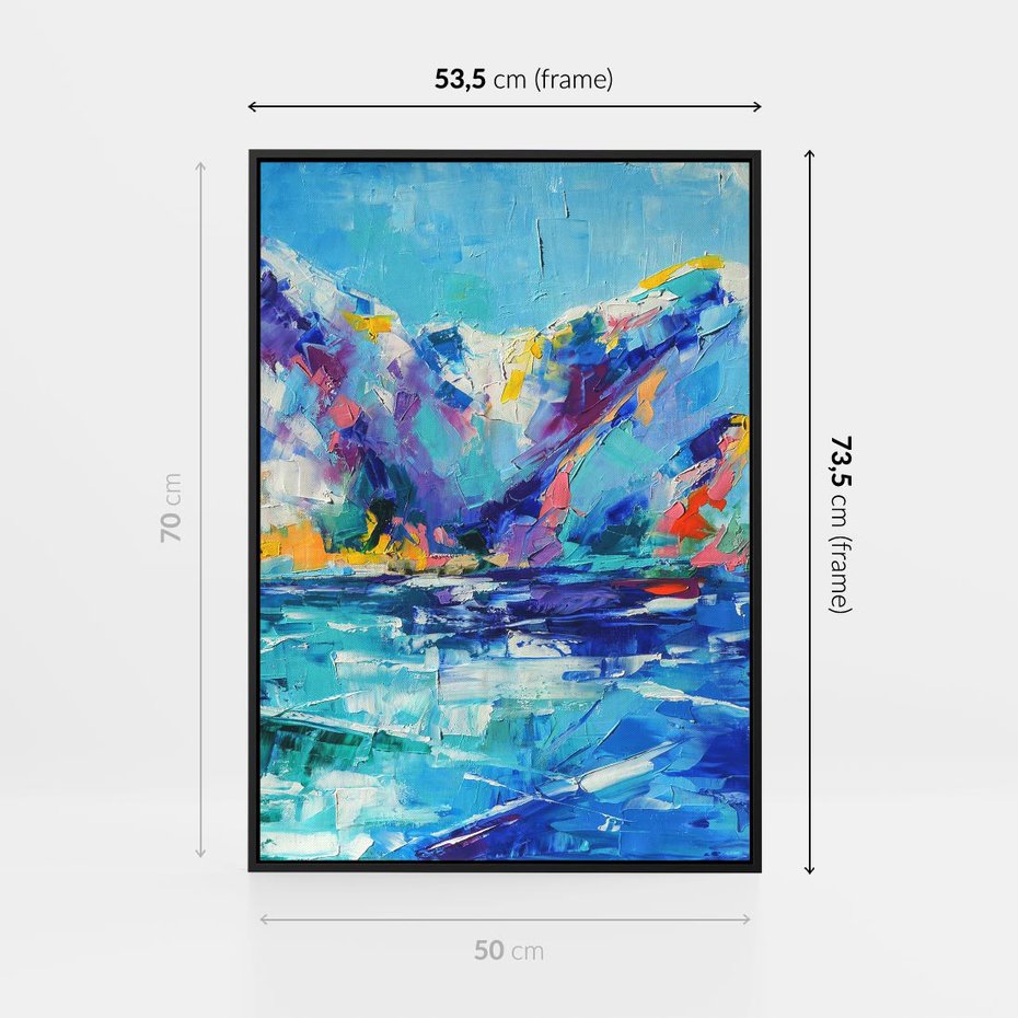 Obraz w ramie 50x70 - Mistyka Górskich Marzeń - abstrakcja, pejzaż gór - rama czarna