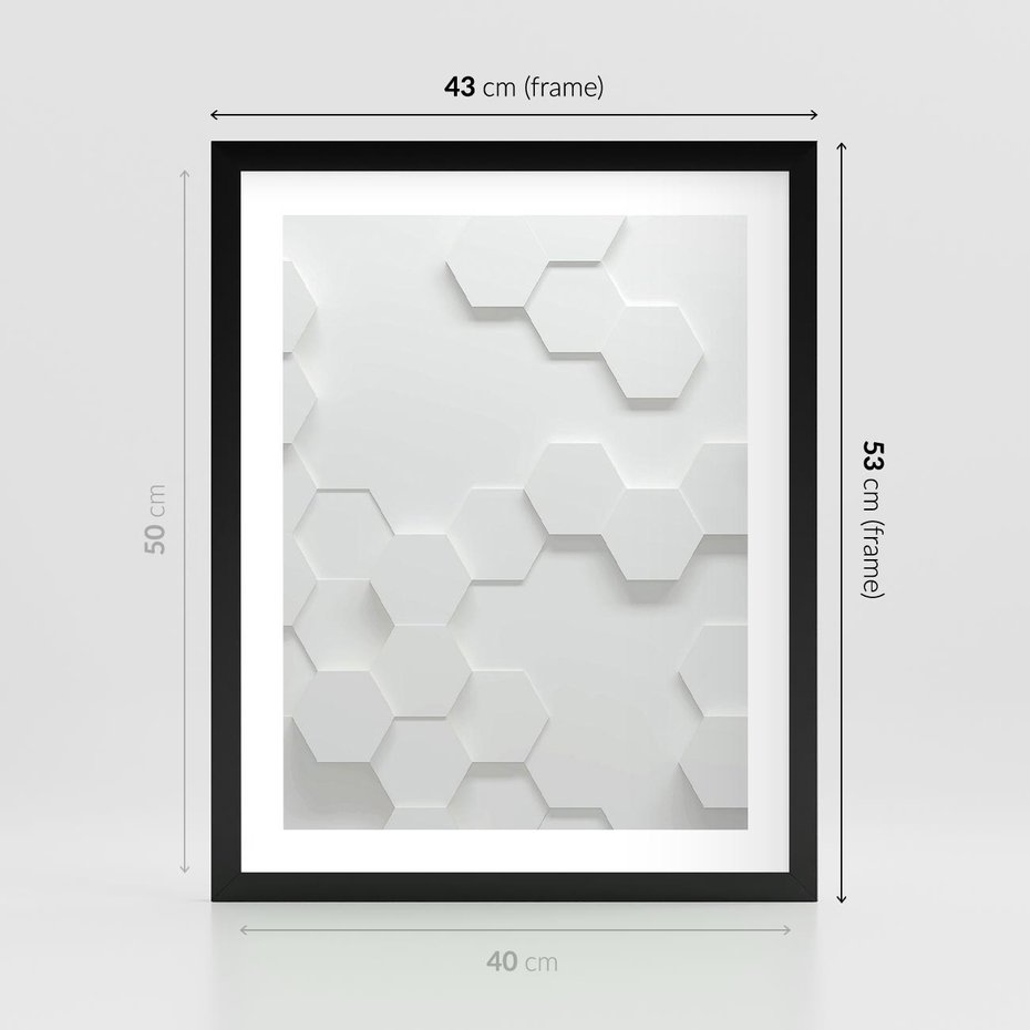 Plakat w ramie 40x50 - Przestrzenne Zabawy - geometryczne, 3D - rama czarna