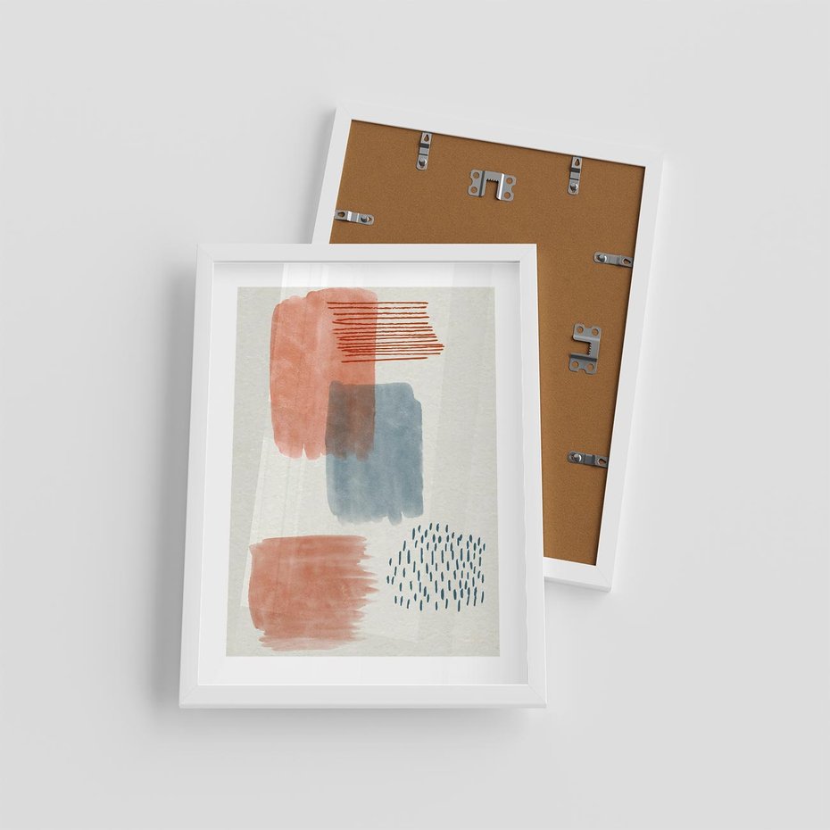 Plakat w ramie 30x40 - Pastelowa Abstrakcja: Maźnięcia Farbą - abstrakcja, maźnięcia farny - rama biała