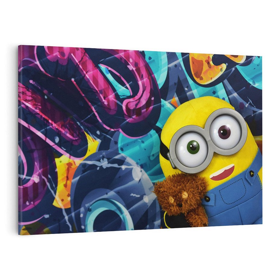Obraz na płótnie 100x70 - Świat minionków w graffiti - minionek, graffiti