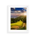 Plakat w ramie 30x40 - Zachód słońca na łące - zachód, łąka - rama biała