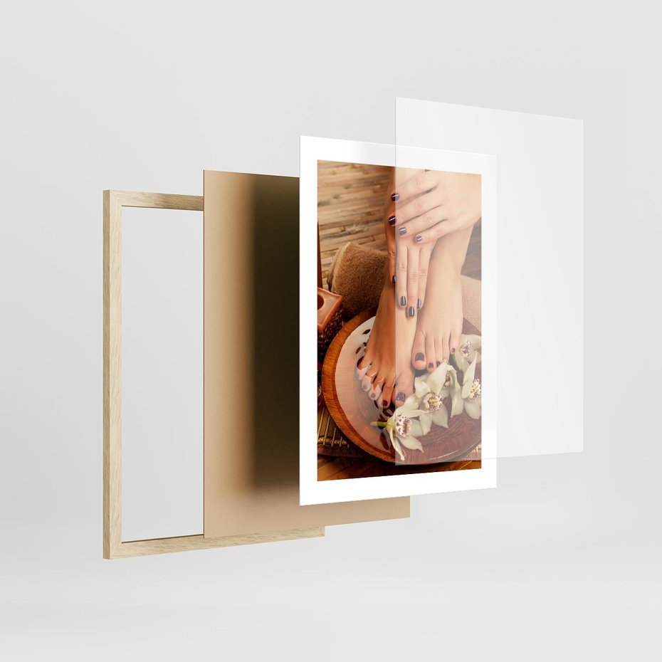 Plakat w ramie 30x40 - Relaksujące Spa i Perfekcyjny Manicure - spa, paznokcie - rama drewno