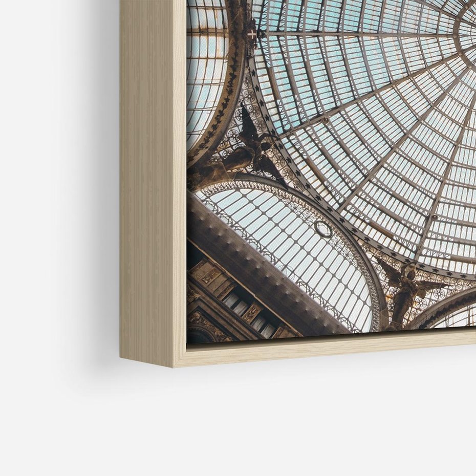 Obraz w ramie 80x80 - Magia Sklepienia - sklepienie, szklany dach - rama drewno