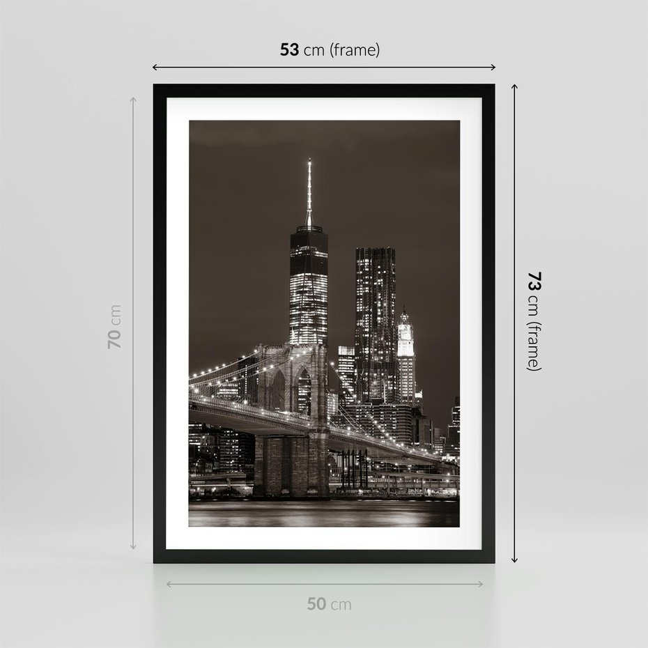Plakat w ramie 50x70 - Magia miasta nocą - miasto, noc - rama czarna