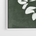 Obraz w ramie 50x70 - Rozkwitające Zielone Gałęzie - abstrakcyjne delikatne zielone linie, podobne do gałęzi kwiatów - rama biała