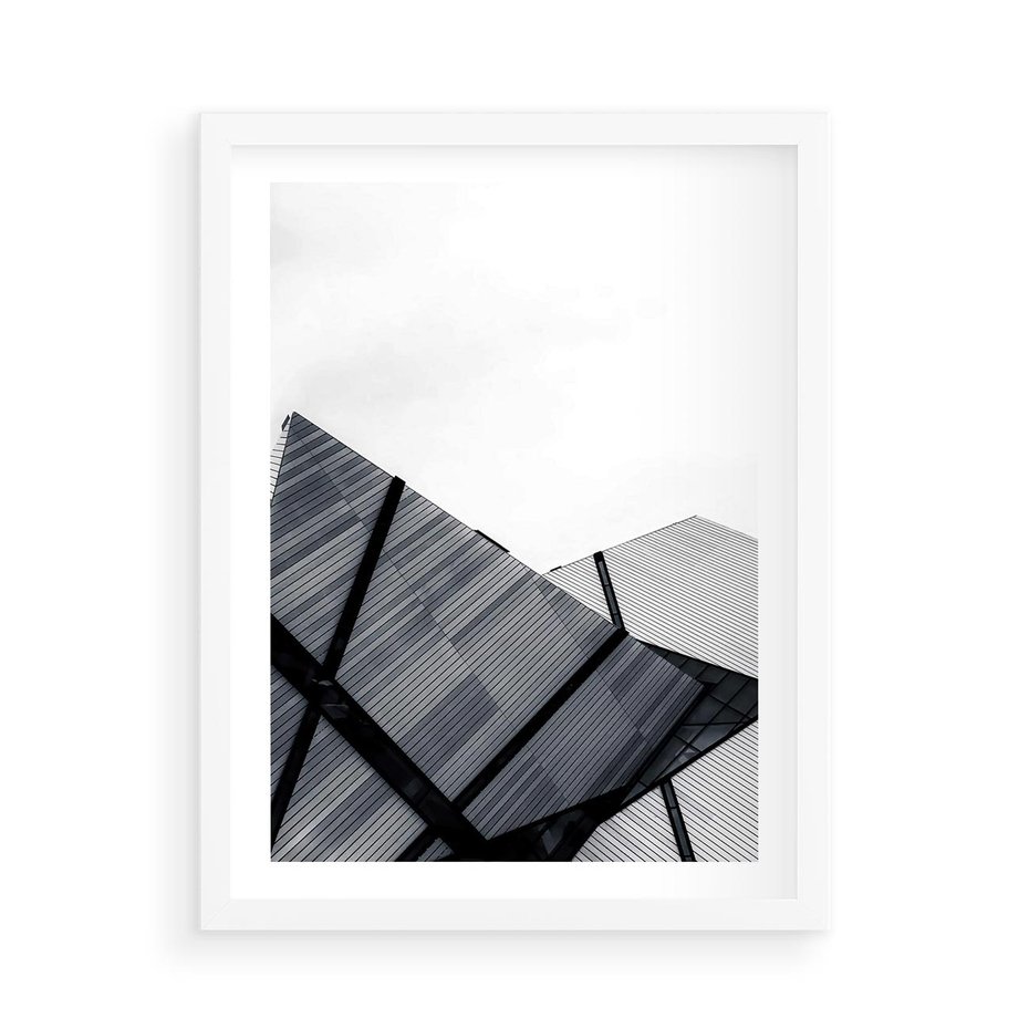 Plakat w ramie 50x70 - Nowoczesna Metropolia - architektura, proste linie - rama biała
