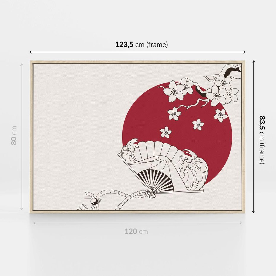 Obraz w ramie 120x80 - Orientalna Harmonia - japandi, japonia - rama drewno