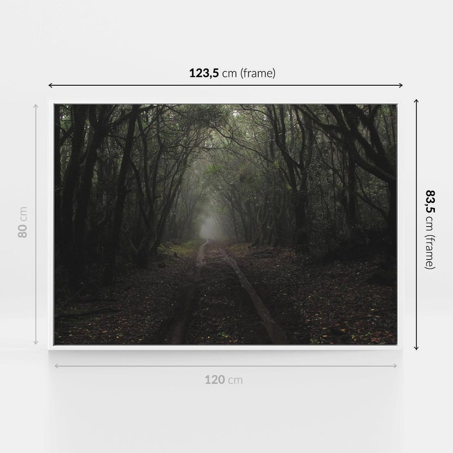 Obraz w ramie 120x80 - Urok Drogi - las, droga - rama biała