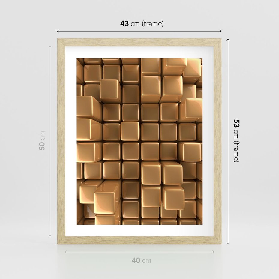 Plakat w ramie 40x50 - Błyszcząca Elegancja - złoto, 3d - rama drewno