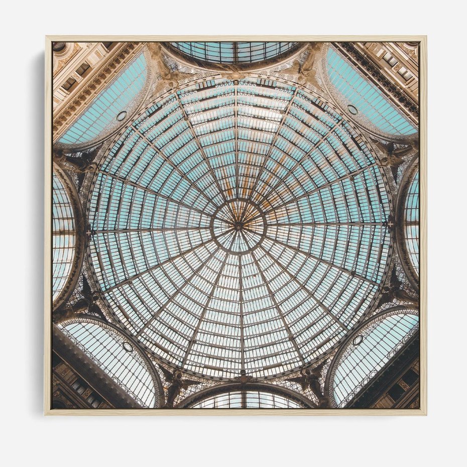 Obraz w ramie 80x80 - Magia Sklepienia - sklepienie, szklany dach - rama drewno
