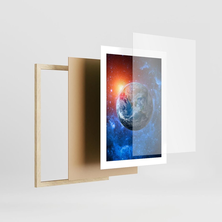Plakat w ramie 30x40 - Planeta w nieskończoności - ziemia, kosmos - rama drewno