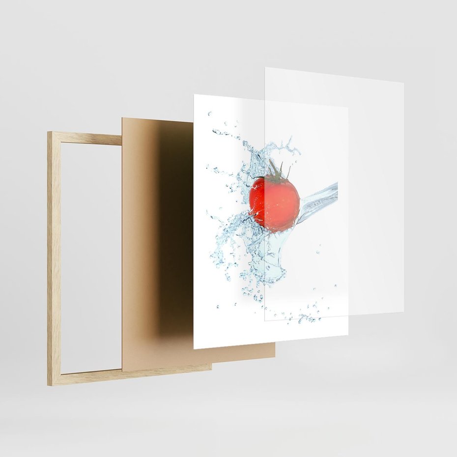 Plakat w ramie 40x50 - Apetyczna KuchniaNowoczesna Ekspresja - pomidor, jedzenie - rama drewno