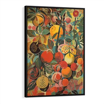 Obraz w ramie 50x70 - Księga Surrealnych Wyobrażeń - abstrakcyjny obraz owoców, jak picasso - rama czarna