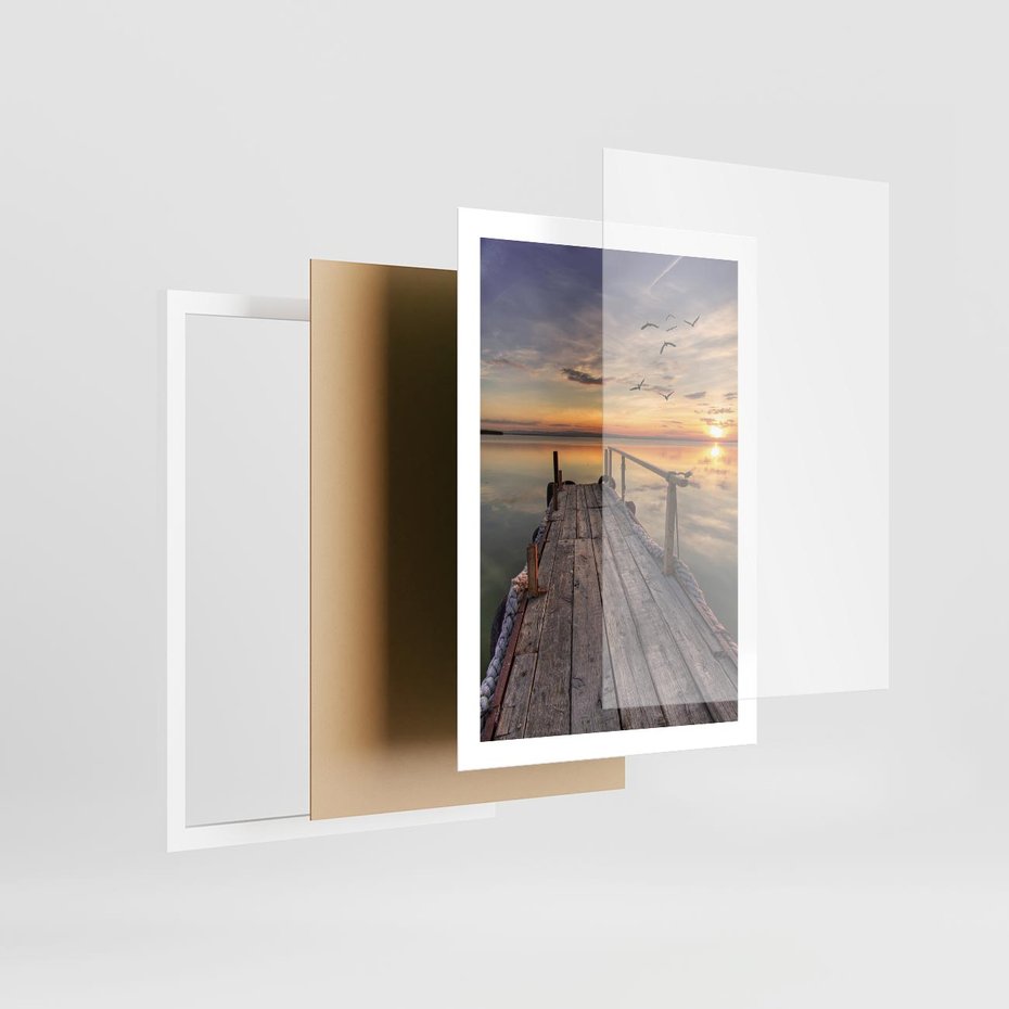 Plakat w ramie 50x70 - Zachód Słońca na Pomostcie - zachód, słońca - rama biała