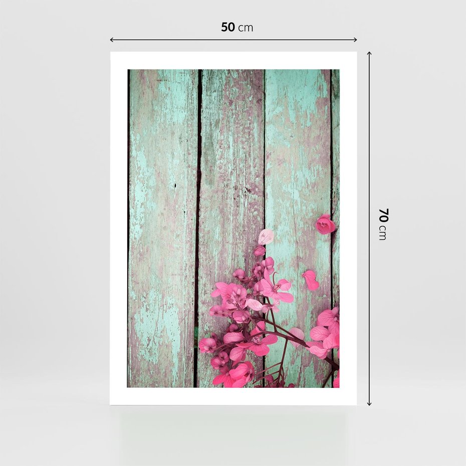 Plakat bez ramy 50x70 - Urok Dawnych Czasów - kwiaty, deski