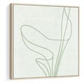 Obraz w ramie 50x50 - Zielona Równowaga Linii - abstrakcyjne delikatne zielone linie, nowoczesny plakat - rama drewno