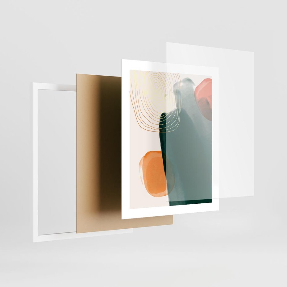 Plakat w ramie 40x50 - Modernistyczne Spektrum - abstrakcyjna granatowa plama, akwarela - rama biała