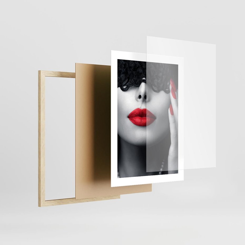 Plakat w ramie 30x40 - Piękno usta i szminka - usta, szminka - rama drewno