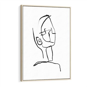 Obraz w ramie 80x120 - Migotliwe Widzenia - szkic twarzy, minimalistyczny niewyraźny - rama drewno