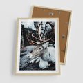 Plakat w ramie 50x70 - W Zimowej Krainie - renifer, zima - rama drewno