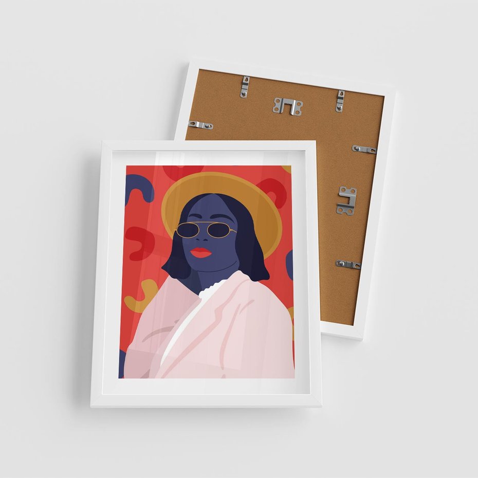 Plakat w ramie 40x50 - Kobieca Przenikliwość - nowoczesny plakat, styl retro - rama biała