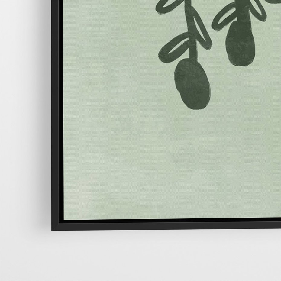 Obraz w ramie 70x100 - Zieleń Inspirującego Spokoju - plakat z abstrakcyjną zieloną lampą, skandynawski design - rama czarna