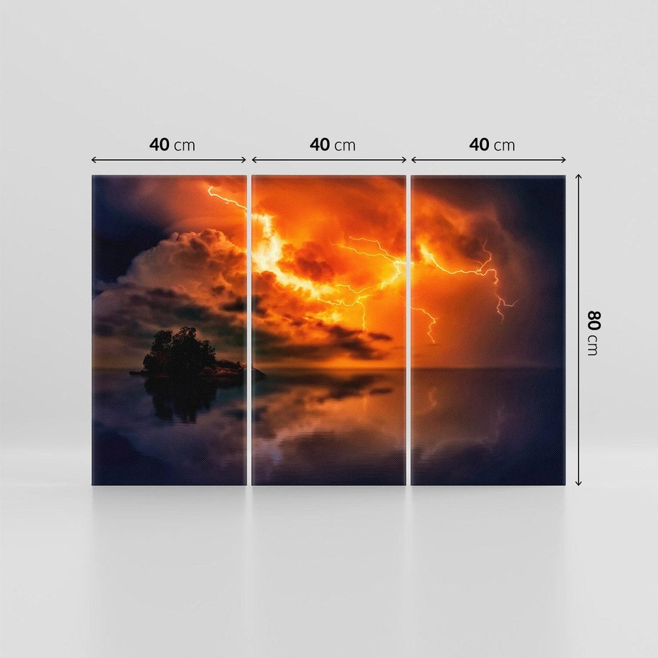 Obraz na płótnie 120x80 - Burza nad morzem z piorunem - burza, piorun