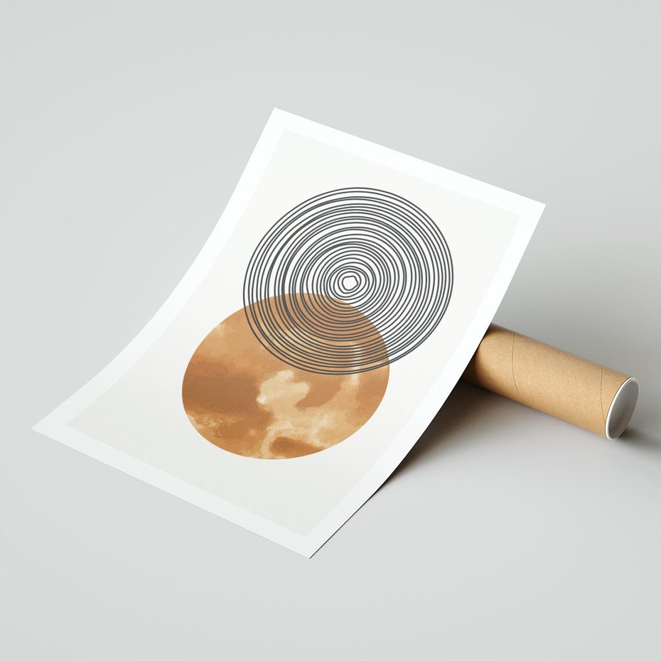 Plakat bez ramy 40x50 - Taniec Okręgów - boho obraz, geometria