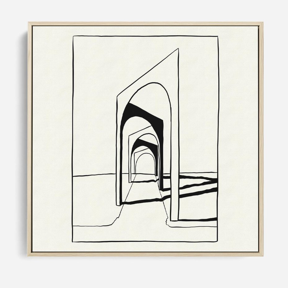 Obraz w ramie 80x80 - Poezja światła i cienia - nowoczesna sztuka, minimalistyczny styl - rama drewno