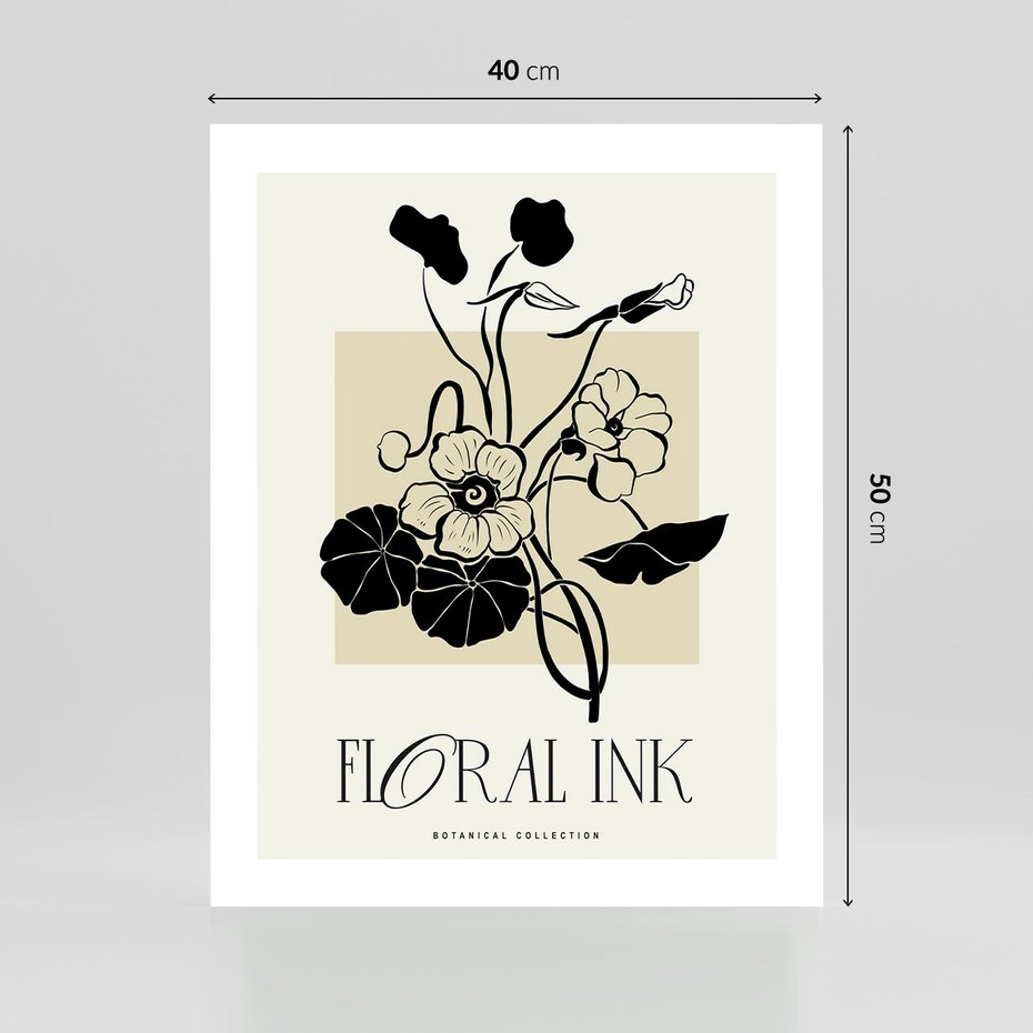 Plakat bez ramy 40x50 - Podróż linii kwiatowego czasu - kwiaty, typografia