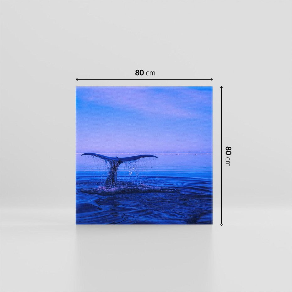 Obraz na płótnie 80x80 - Morze, fale i skały - wieloryb, morze