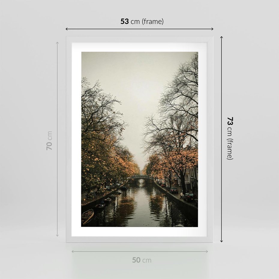 Plakat w ramie 50x70 - Jesienne Spacerki po Holenderskich Kanałach - kanały, Holandia - rama biała