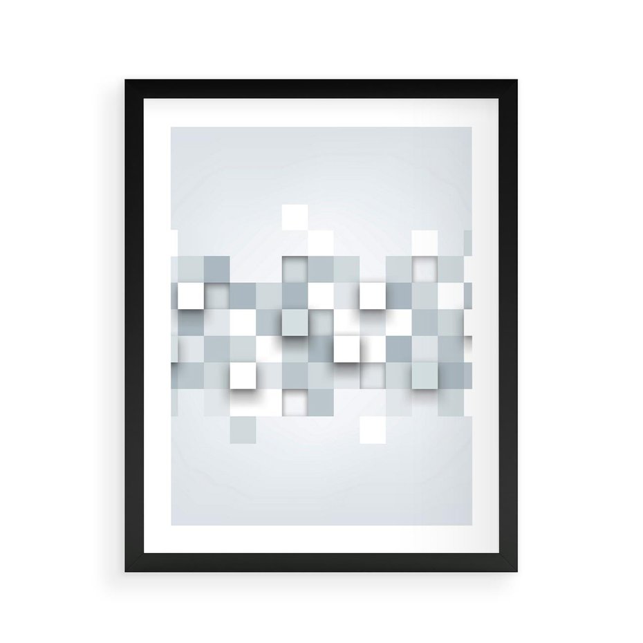 Plakat w ramie 40x50 - Trójwymiarowe formy geometryczne - geometria, 3D - rama czarna