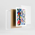 Plakat w ramie 30x40 - Księga Akwarelowych Przeniknięć - abstrakcyjny obraz, różne kolorowe kształty - rama biała