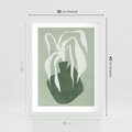 Plakat w ramie 30x40 - Zieleń Pulsującego Spokoju - zielona abstrakcja, zgaszona zieleń - rama biała
